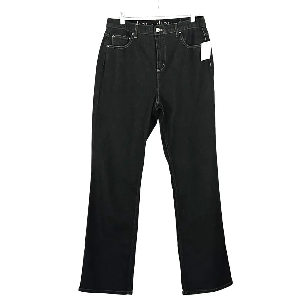 Denim & Co. How Fitting Slimming Boot Cut Stretch Jeans Sz 14 NWT Black